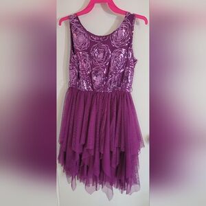 LILT girls dress purple sequins size 10  with ruffles